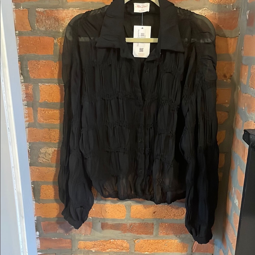 NWT Black Ruched Long Sleeve Blouse